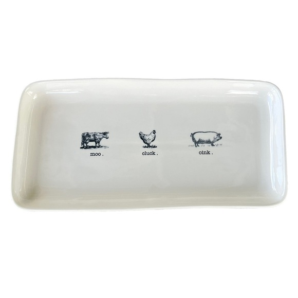 Rae Dunn Farmline Farmhouse Serving Platter Steer Chicken Pig Moo Cluck Oink GUC - Picture 2 of 9